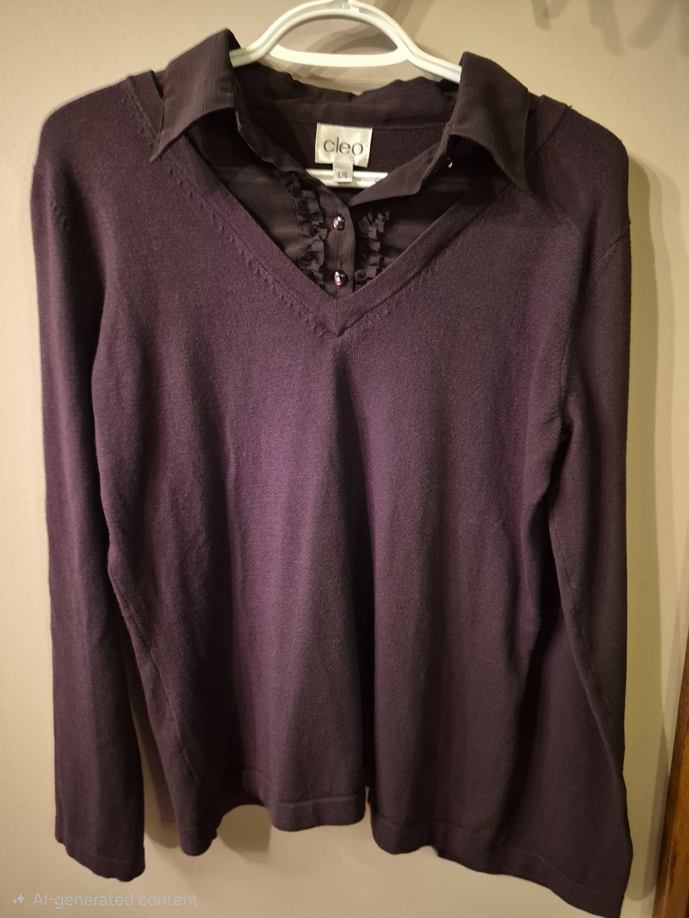 Cleo Layered-Look V-Neck Sweater Top <<<2 FOR 1 SALE!>>>